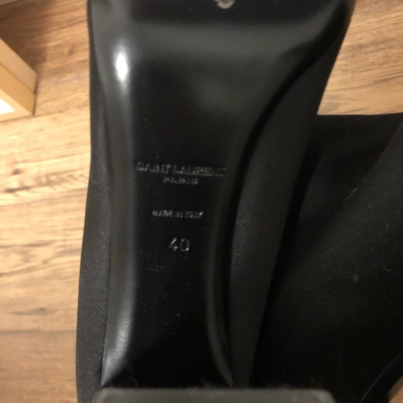 Saint Laurent YSL Black Satin Boots - Picture 7 of 7